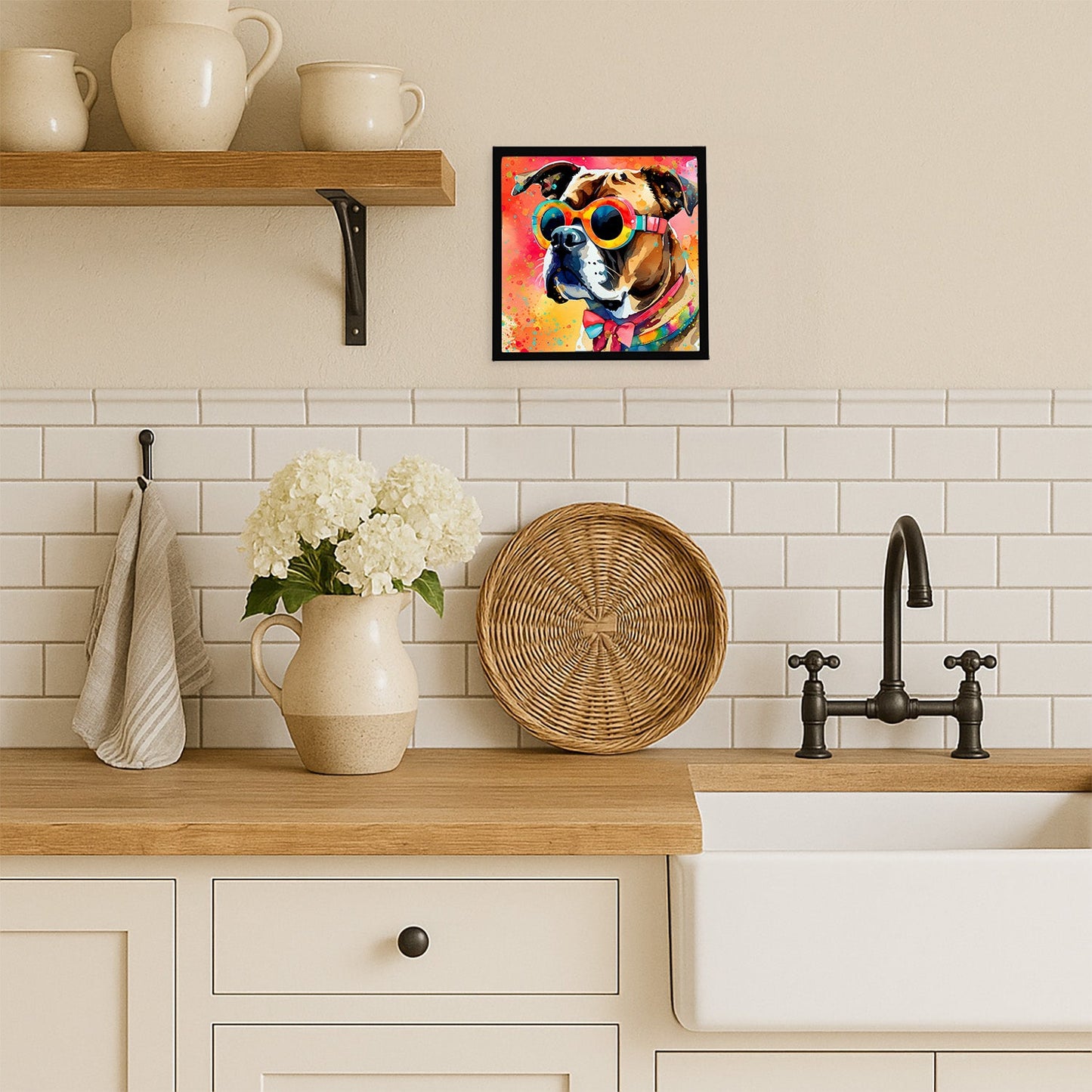 Boxer Hippie Dawg Framed Metal Print