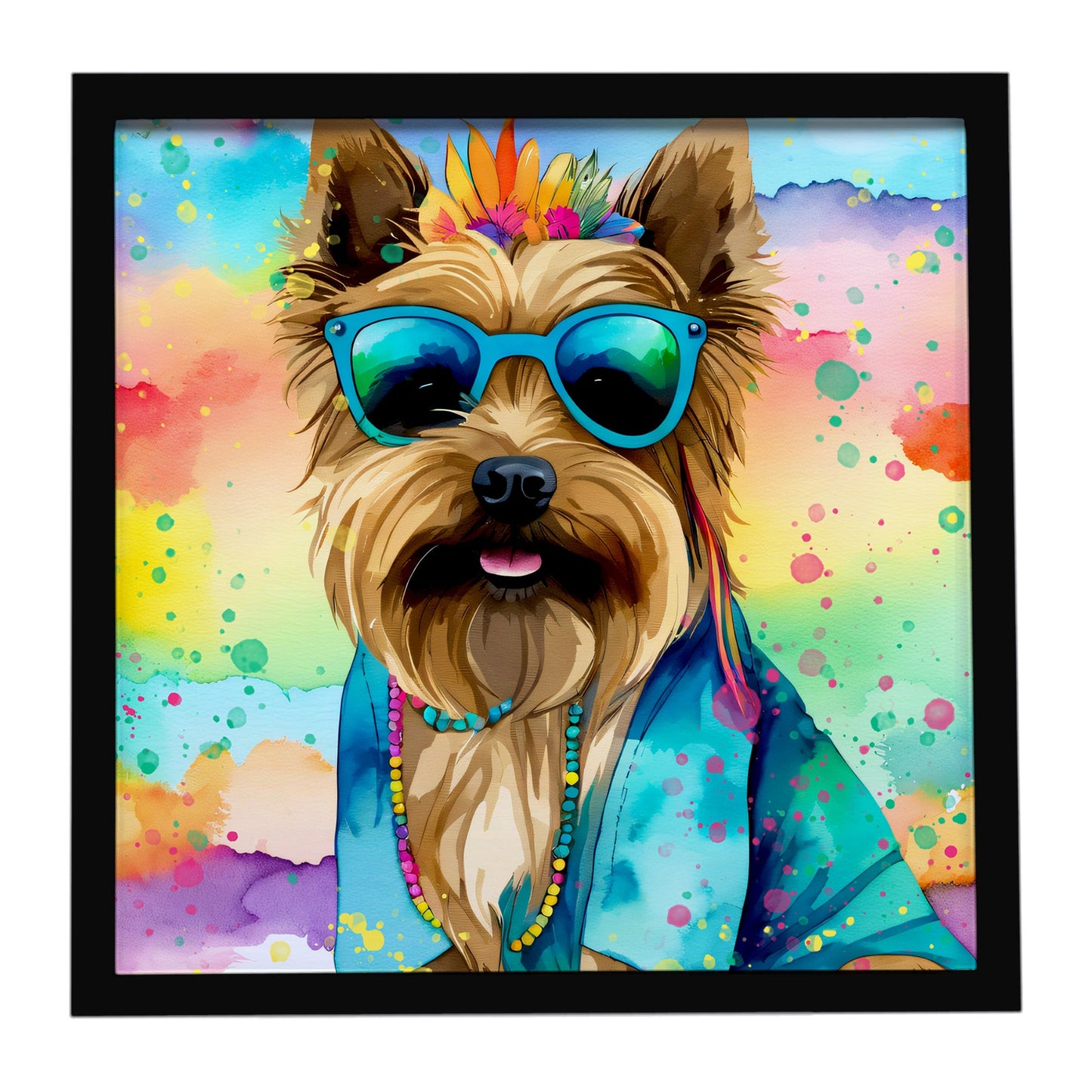 Cairn Terrier Hippie Dawg Framed Metal Print