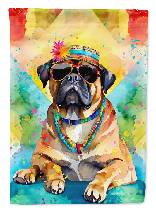 Cane Corso Hippie Dawg Garden Flag – Retro Dog with Sunglasses & Multicolored Background