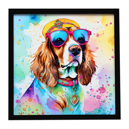 Cavalier Spaniel Hippie Dawg Framed Metal Print