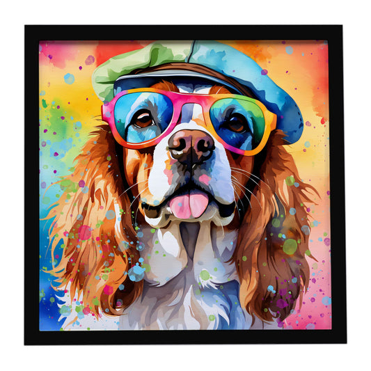 Cavalier Spaniel Hippie Dawg Framed Metal Print