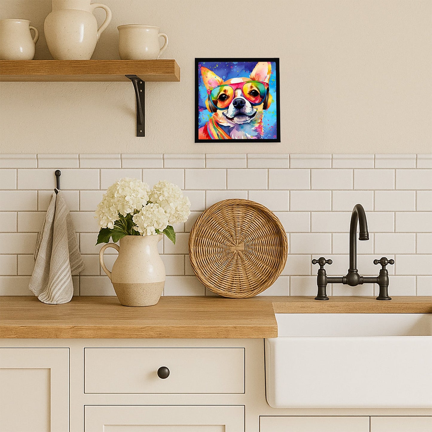 Chihuahua Hippie Dawg Framed Metal Print