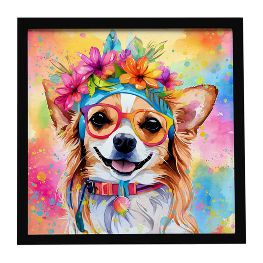 Chihuahua Hippie Dawg Framed Metal Print