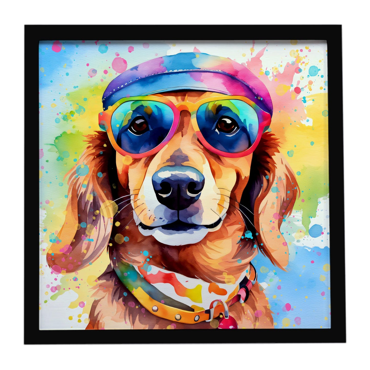 Dachshund Hippie Dawg Framed Metal Print