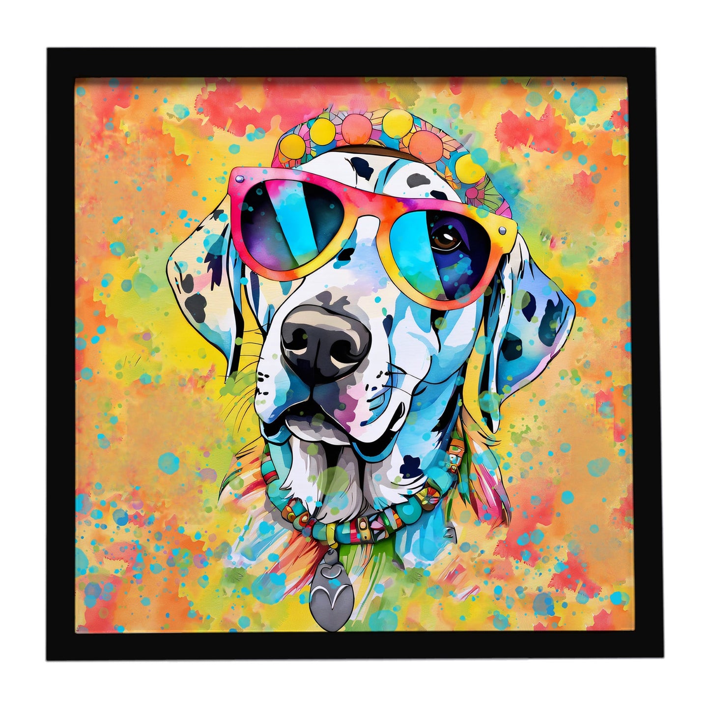 Dalmatian Hippie Dawg Framed Metal Print