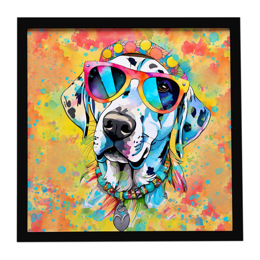 Dalmatian Hippie Dawg Framed Metal Print