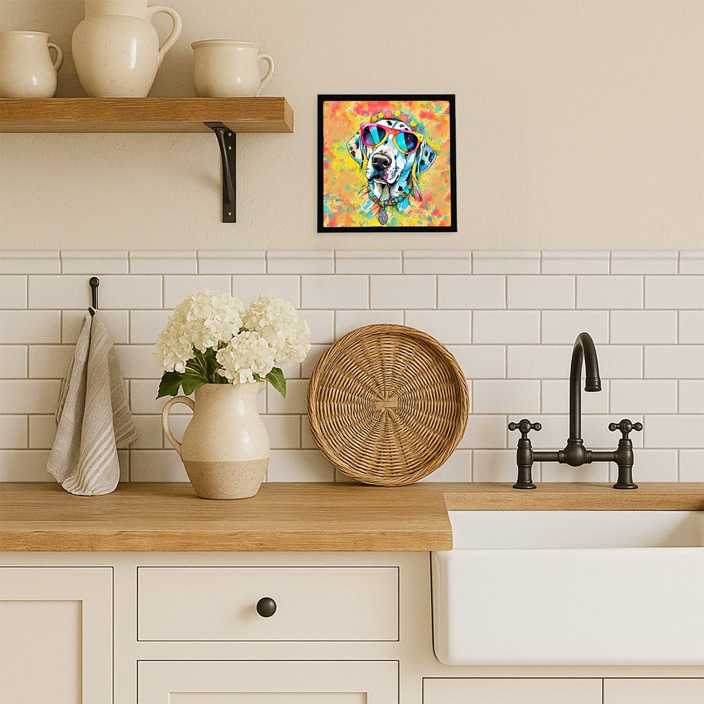 Dalmatian Hippie Dawg Framed Metal Print