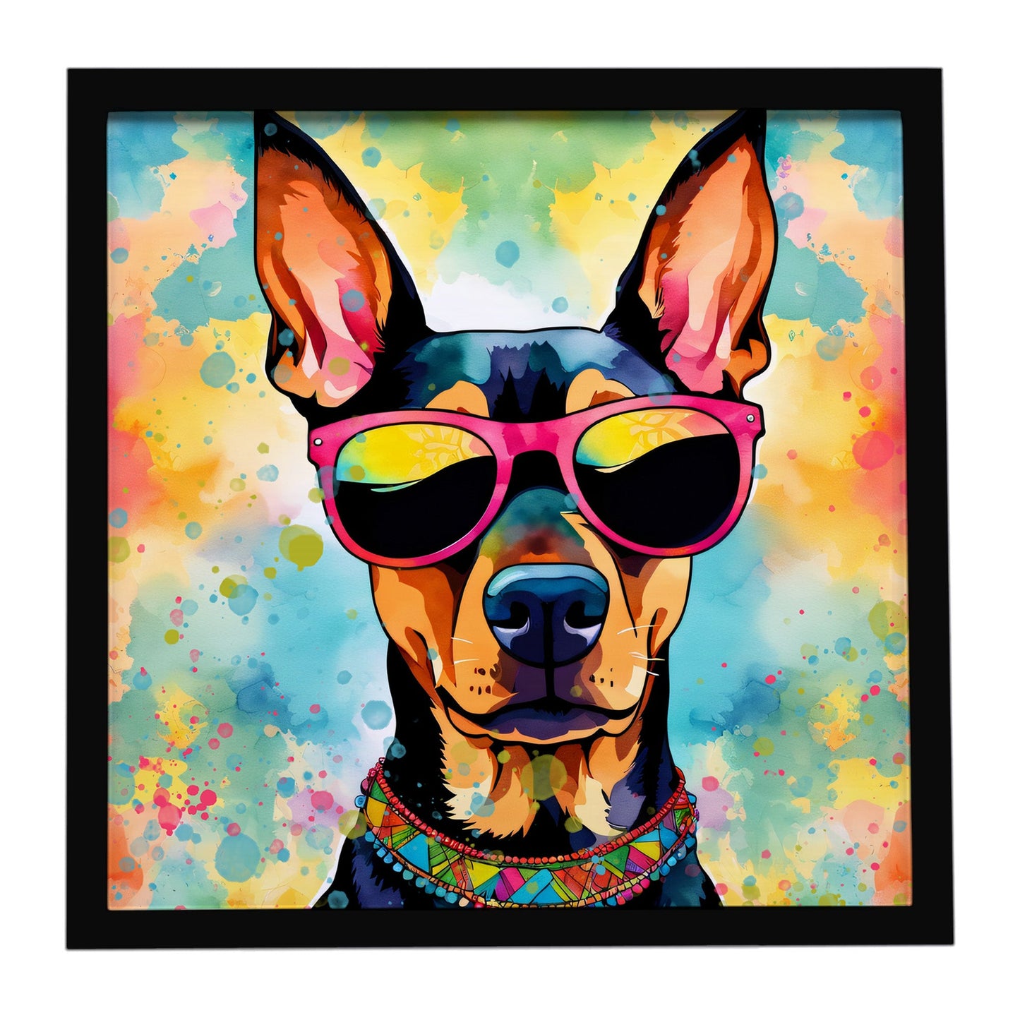Doberman Pinscher Hippie Dawg Framed Metal Print