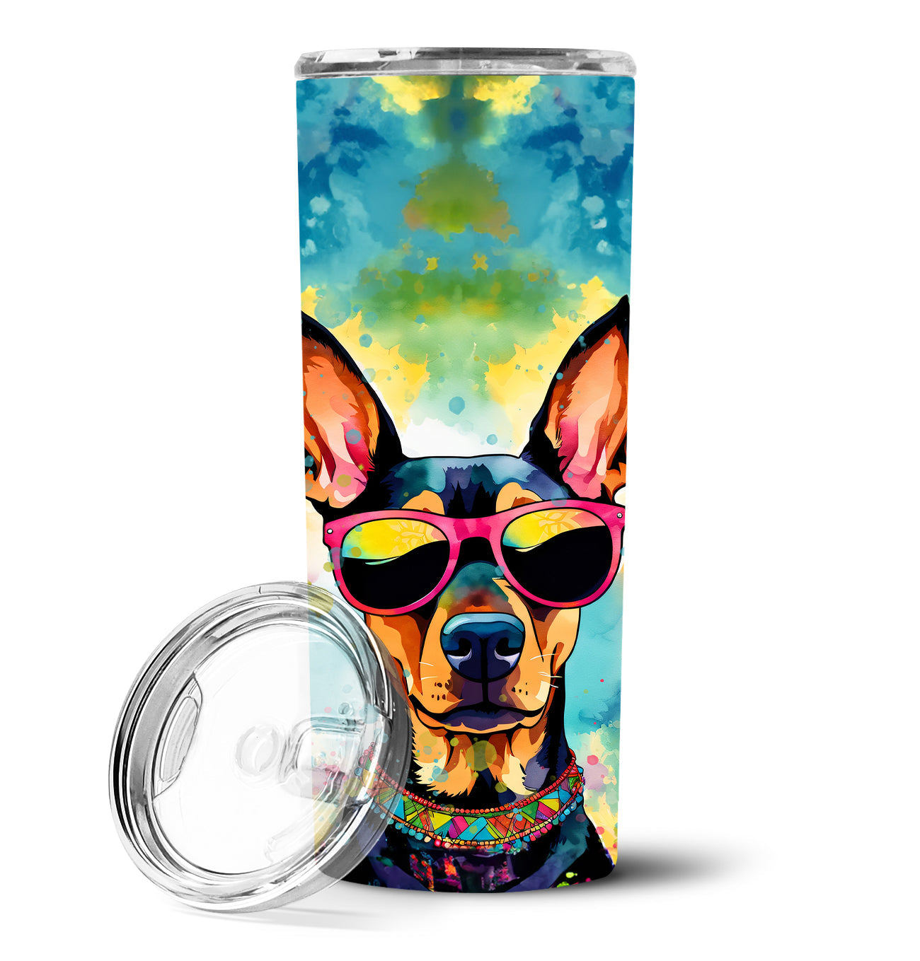 Doberman Pinscher Hippie Dawg Stainless Steel Skinny Tumbler