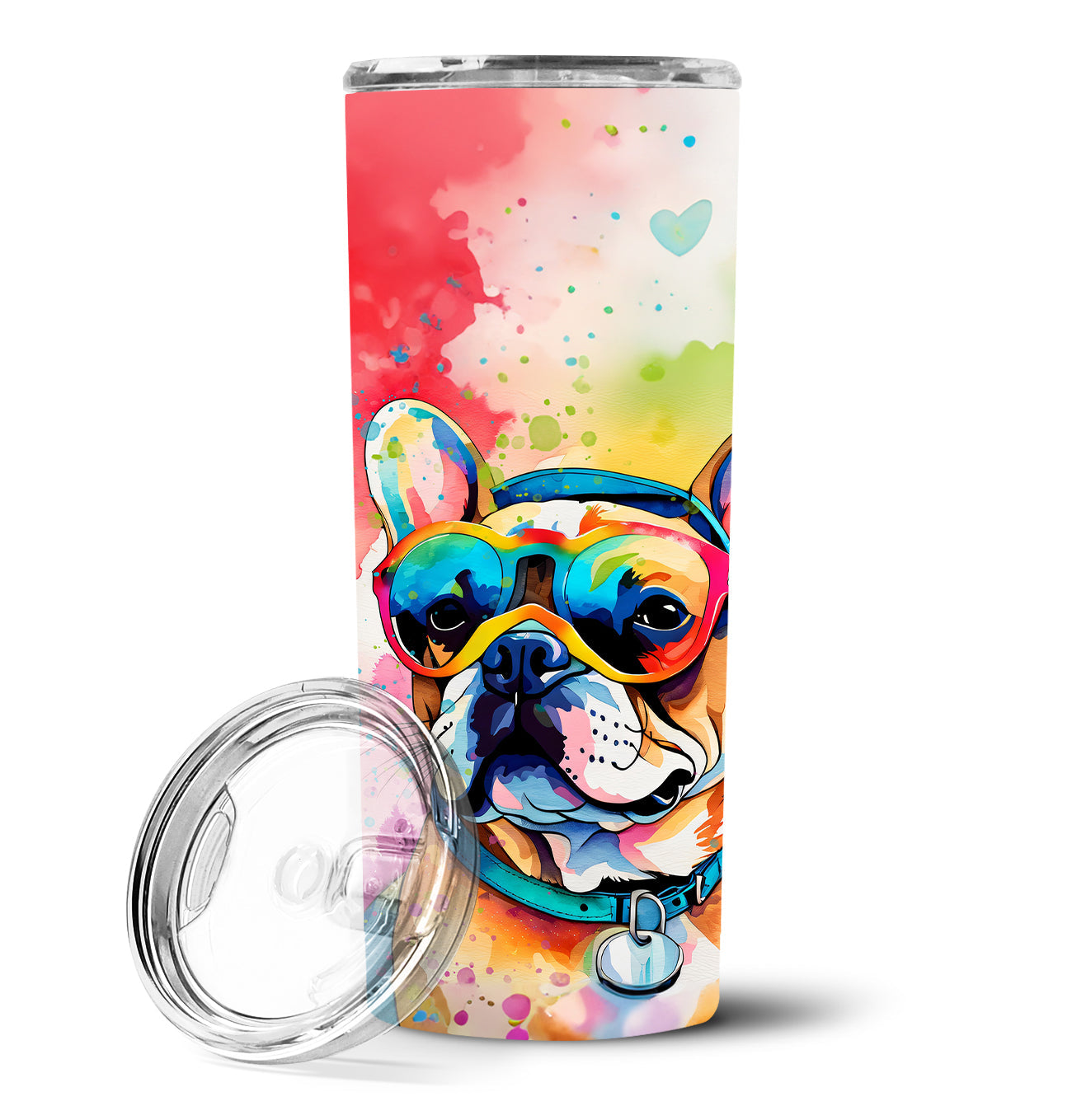 French Bulldog Hippie Dawg Stainless Steel Skinny Tumbler