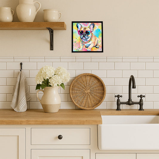 French Bulldog Hippie Dawg Framed Metal Print