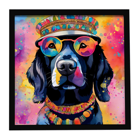 Black Labrador Hippie Dawg Framed Metal Print