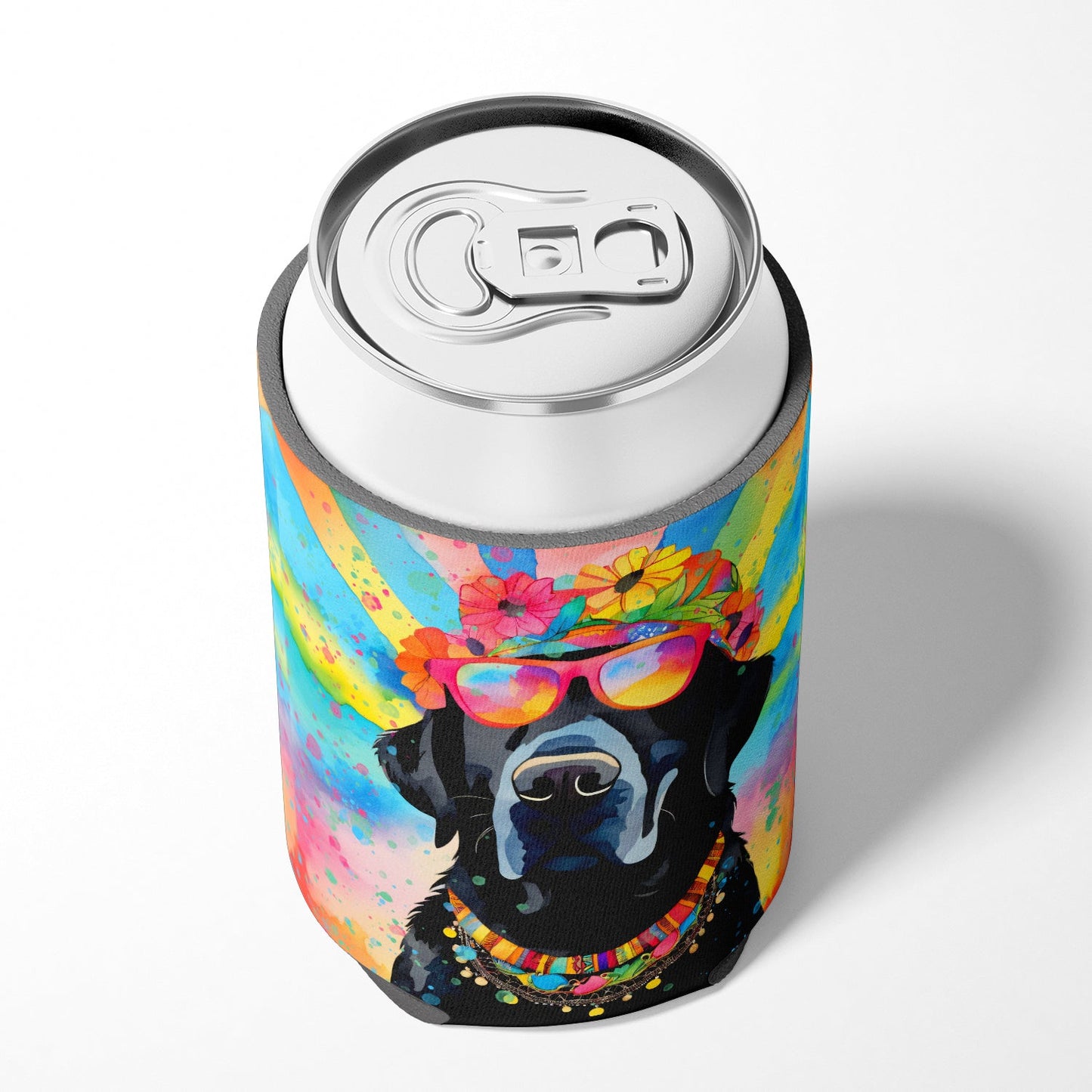 Black Labrador Hippie Dawg Can or Bottle Hugger