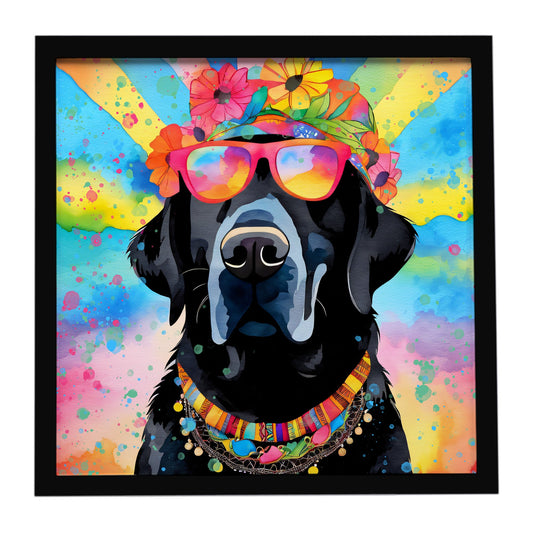 Black Labrador Hippie Dawg Framed Metal Print