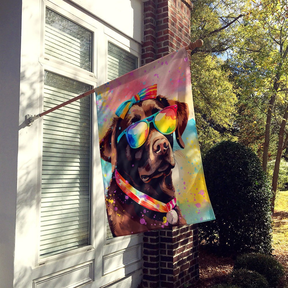 Chocolate Labrador Hippie Dawg House Flag