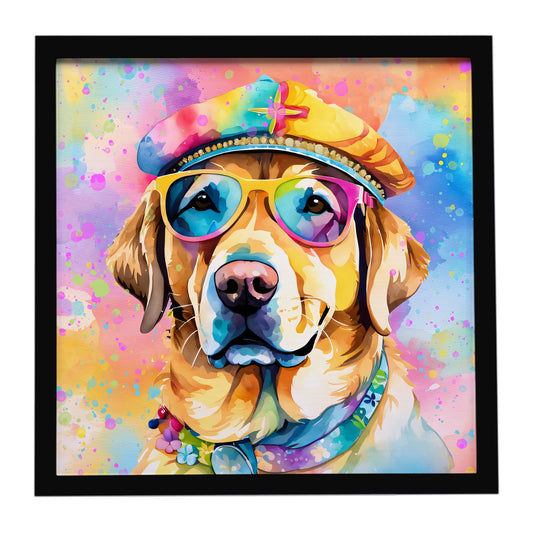 Yellow Labrador Hippie Dawg Framed Metal Print