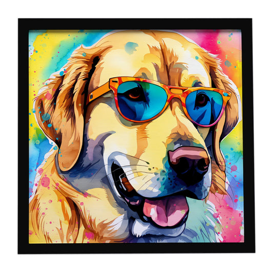 Yellow Labrador Hippie Dawg Framed Metal Print