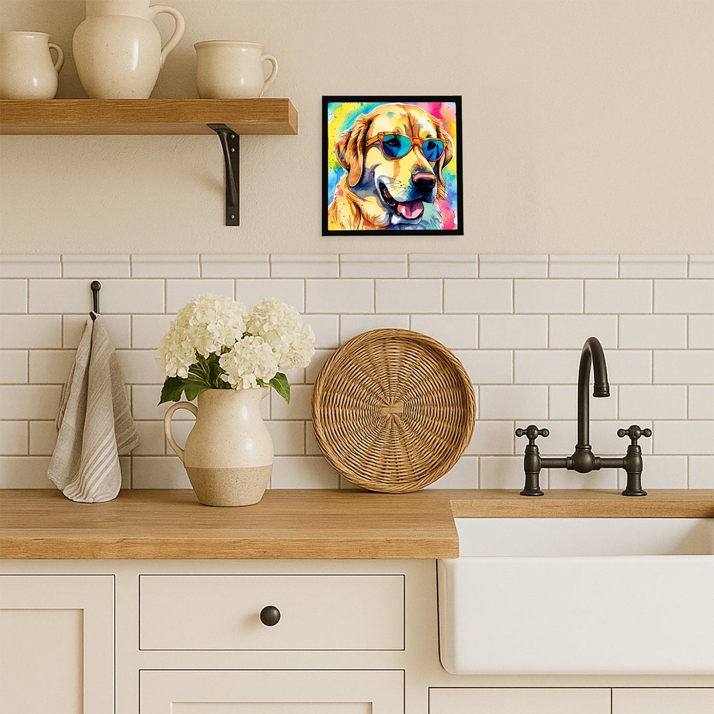 Yellow Labrador Hippie Dawg Framed Metal Print