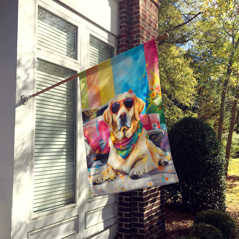 Yellow Labrador Hippie Dawg House Flag