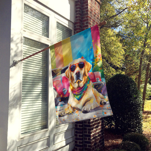 Yellow Labrador Hippie Dawg House Flag