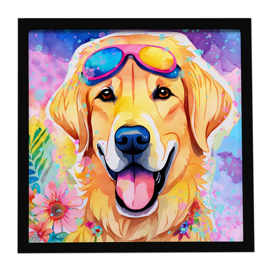 Yellow Labrador Hippie Dawg Framed Metal Print