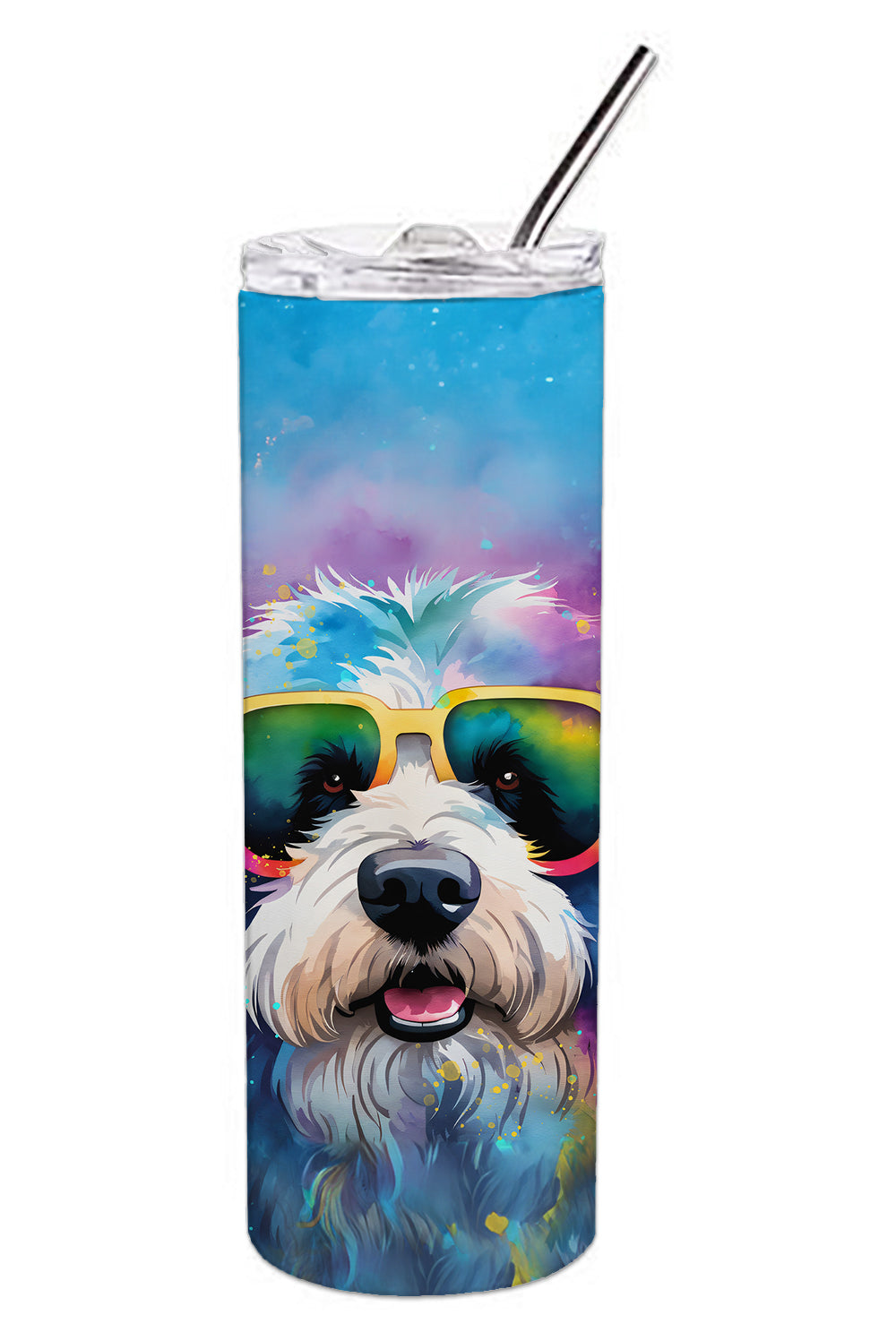 Old English Sheepdog Hippie Dawg Stainless Steel Skinny Tumbler