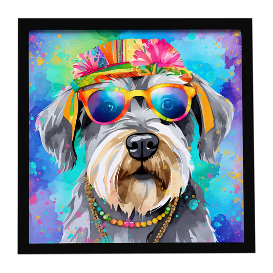 Schnauzer Hippie Dawg Framed Metal Print