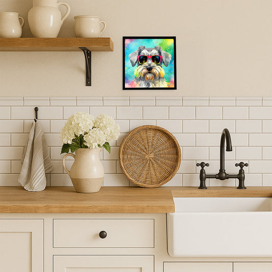 Schnauzer Hippie Dawg Framed Metal Print