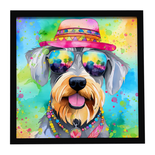 Schnauzer Hippie Dawg Framed Metal Print