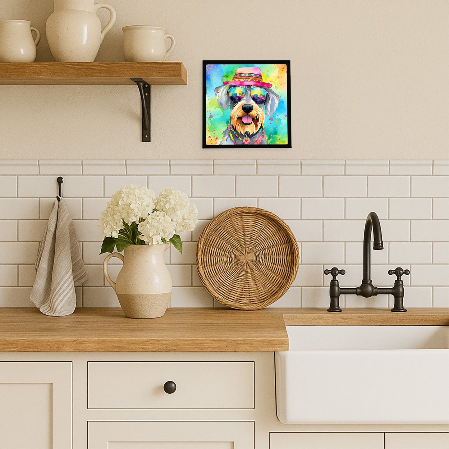 Schnauzer Hippie Dawg Framed Metal Print