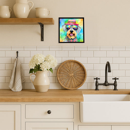 Schnauzer Hippie Dawg Framed Metal Print