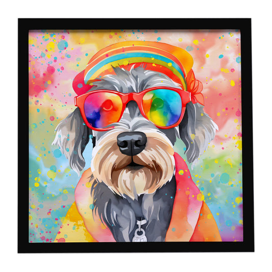 Schnauzer Hippie Dawg Framed Metal Print