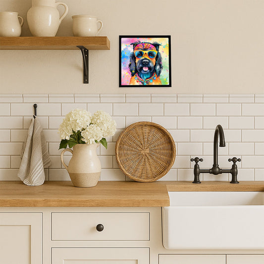 Scottish Terrier Hippie Dawg Framed Metal Print