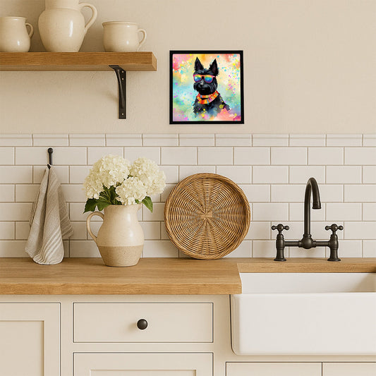 Scottish Terrier Hippie Dawg Framed Metal Print