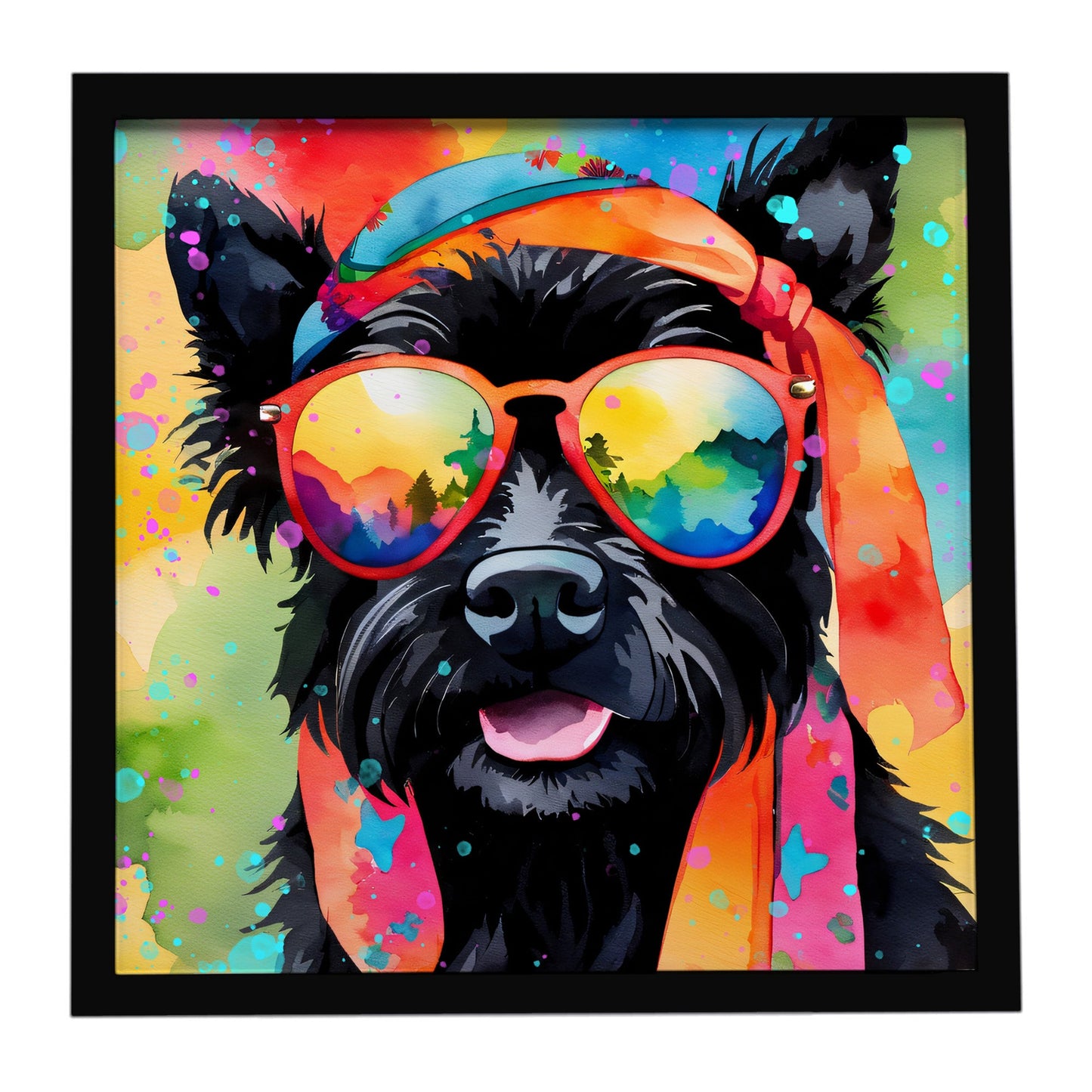 Scottish Terrier Hippie Dawg Framed Metal Print