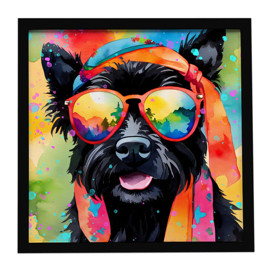Scottish Terrier Hippie Dawg Framed Metal Print