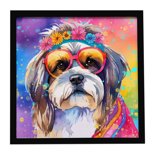 Shih Tzu Hippie Dawg Framed Metal Print