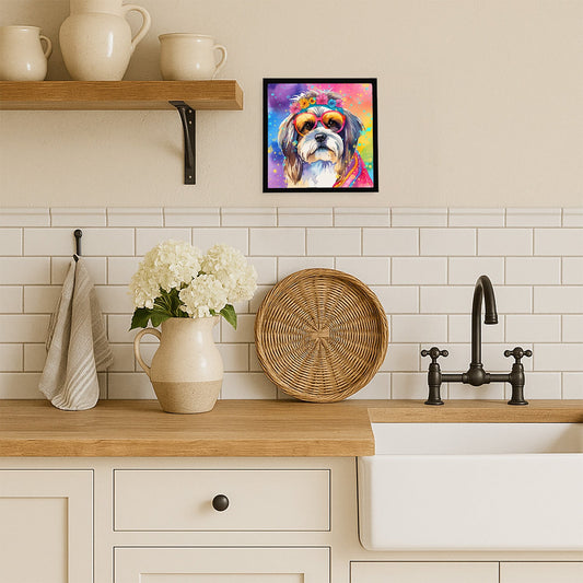 Shih Tzu Hippie Dawg Framed Metal Print