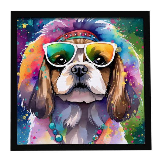 Shih Tzu Hippie Dawg Framed Metal Print