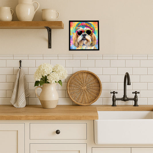 Shih Tzu Hippie Dawg Framed Metal Print