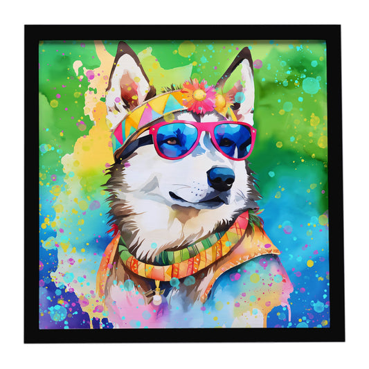 Siberian Husky Hippie Dawg Framed Metal Print