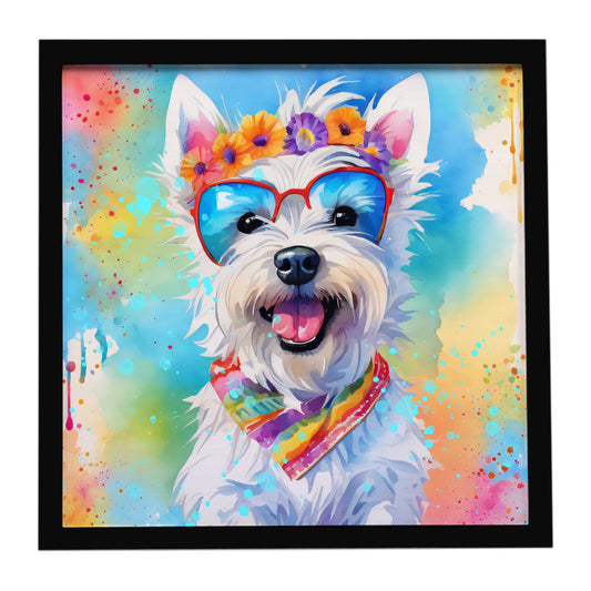 Westie Hippie Dawg Framed Metal Print