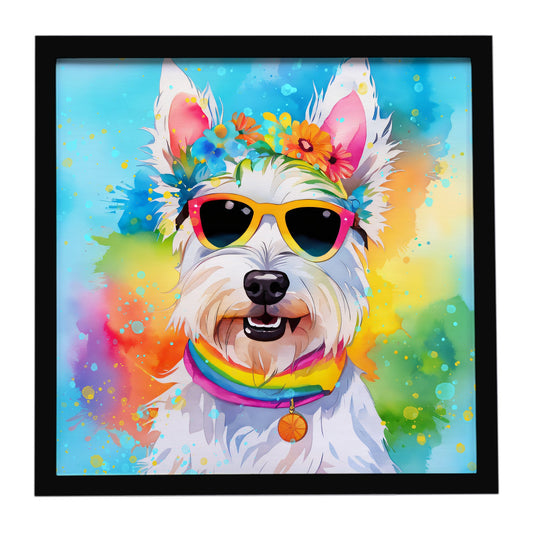 Westie Hippie Dawg Framed Metal Print
