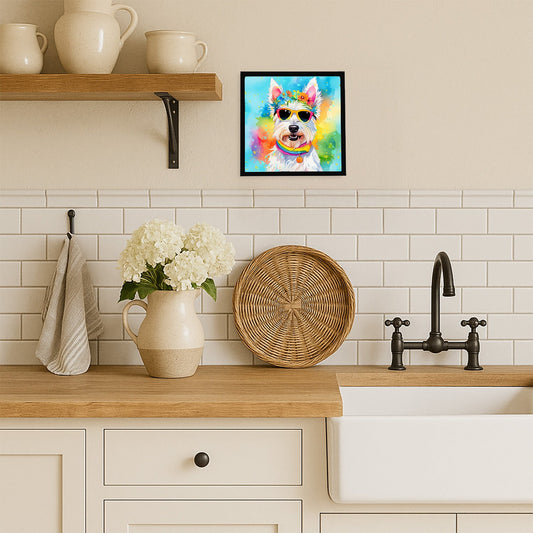 Westie Hippie Dawg Framed Metal Print