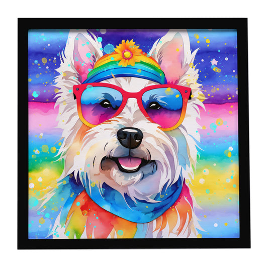 Westie Hippie Dawg Framed Metal Print
