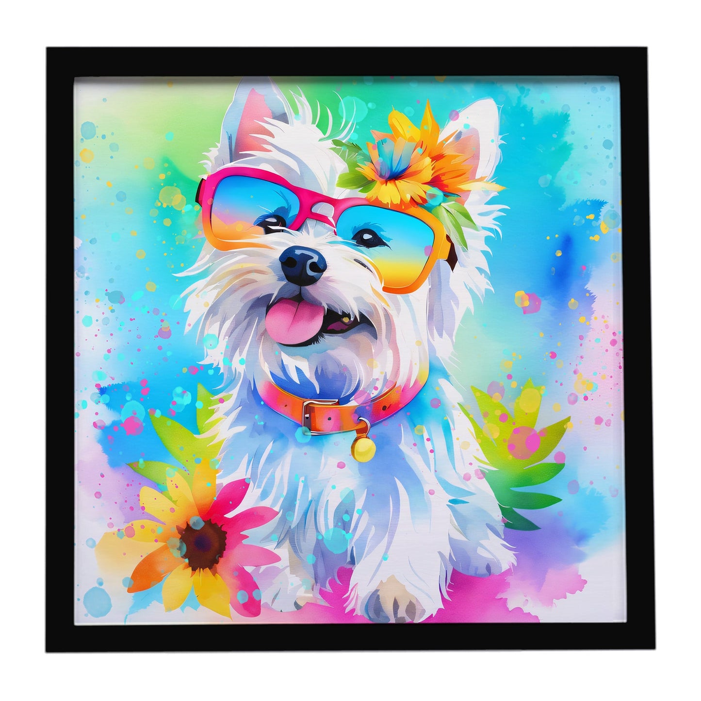 Westie Hippie Dawg Framed Metal Print