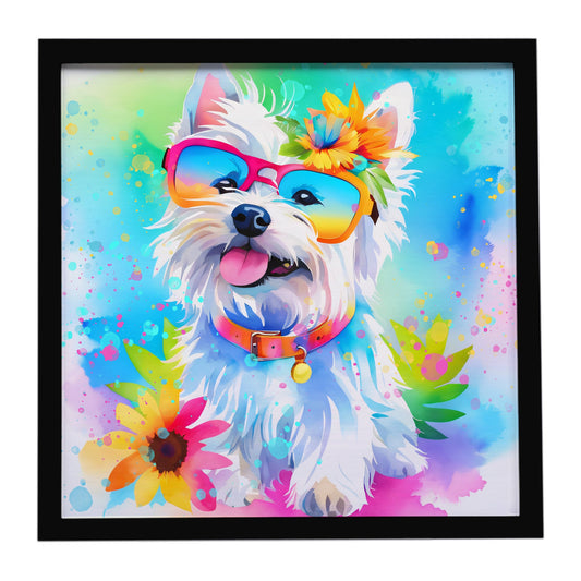 Westie Hippie Dawg Framed Metal Print