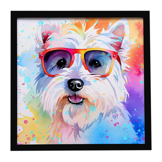 Westie Hippie Dawg Framed Metal Print