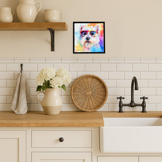 Westie Hippie Dawg Framed Metal Print