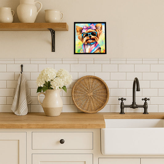Yorkshire Terrier Hippie Dawg Framed Metal Print